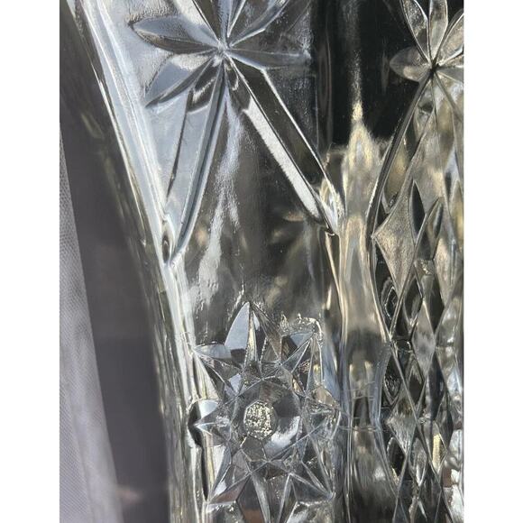 Vintage Crystal Starburst Anchor Hocking Star of David Vase 8.5” Cut Glass Hexa - Picture 10 of 13